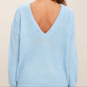 Beautiful Baby Blue Deep V Sweater !